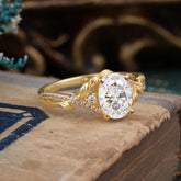 Luxury Nature-Inspired Oval Lab Diamond Alternative - Designer Moissanite Engagement Ring